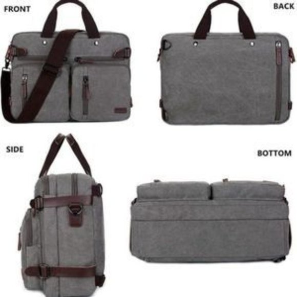 NEW Convertible Briefcase Backpack Grey - Picture 3 of 8